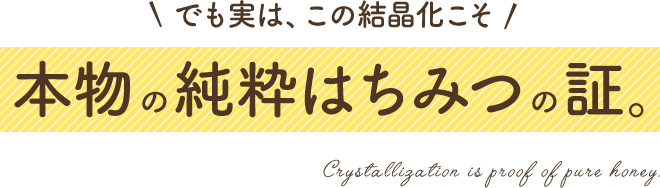 でも実は、この結晶化こそ、本物の純粋はちみつの証。